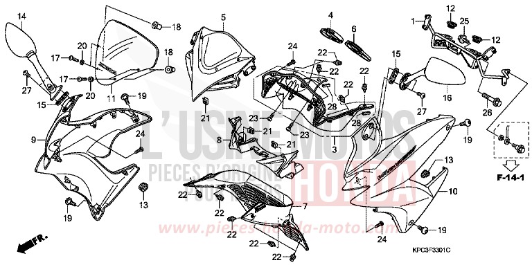 WINDLAUF (XL125V7/8) von Varadero 125 PEARL CONCOURS BLACK (NHA65) von 2008